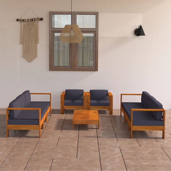 Set Mobilier Grădină Perne , 8 Piese, Lemn Acacia