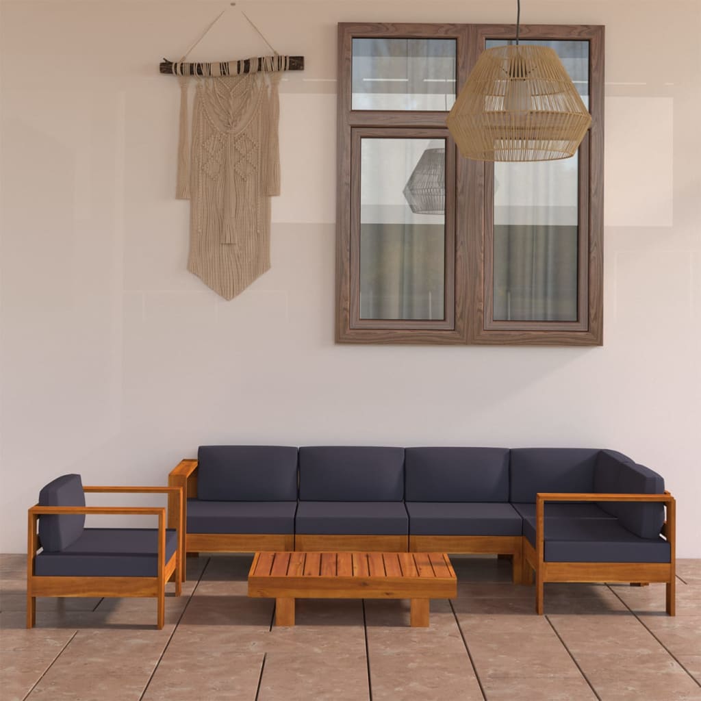Set Mobilier Grădină Perne , 8 Piese, Lemn Acacia