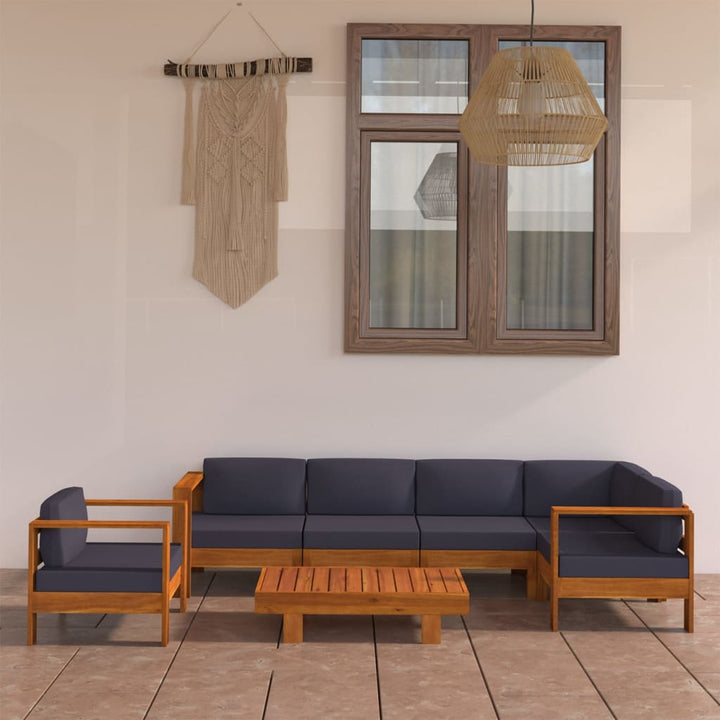 Set Mobilier Grădină Perne , 8 Piese, Lemn Acacia