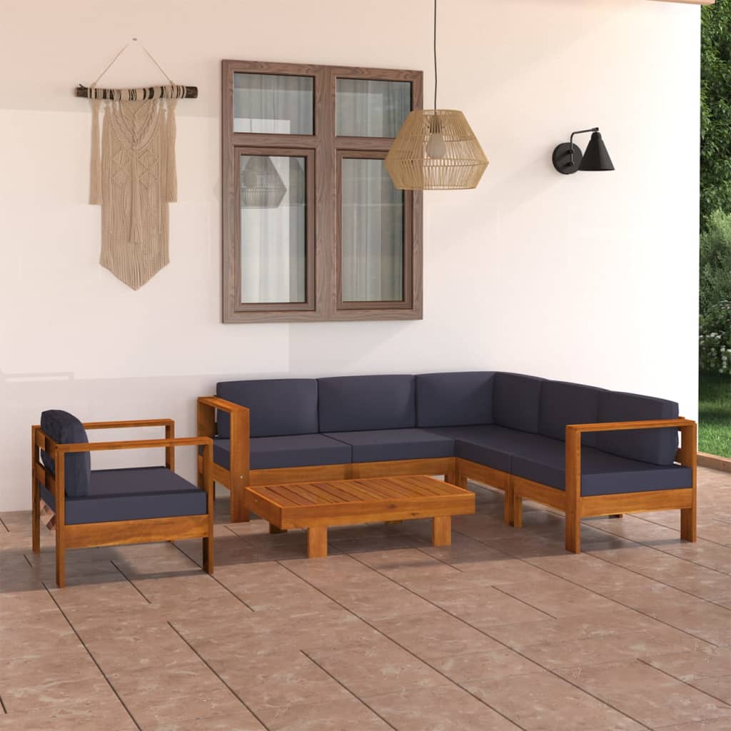 Set Mobilier Grădină Perne , 8 Piese, Lemn Acacia