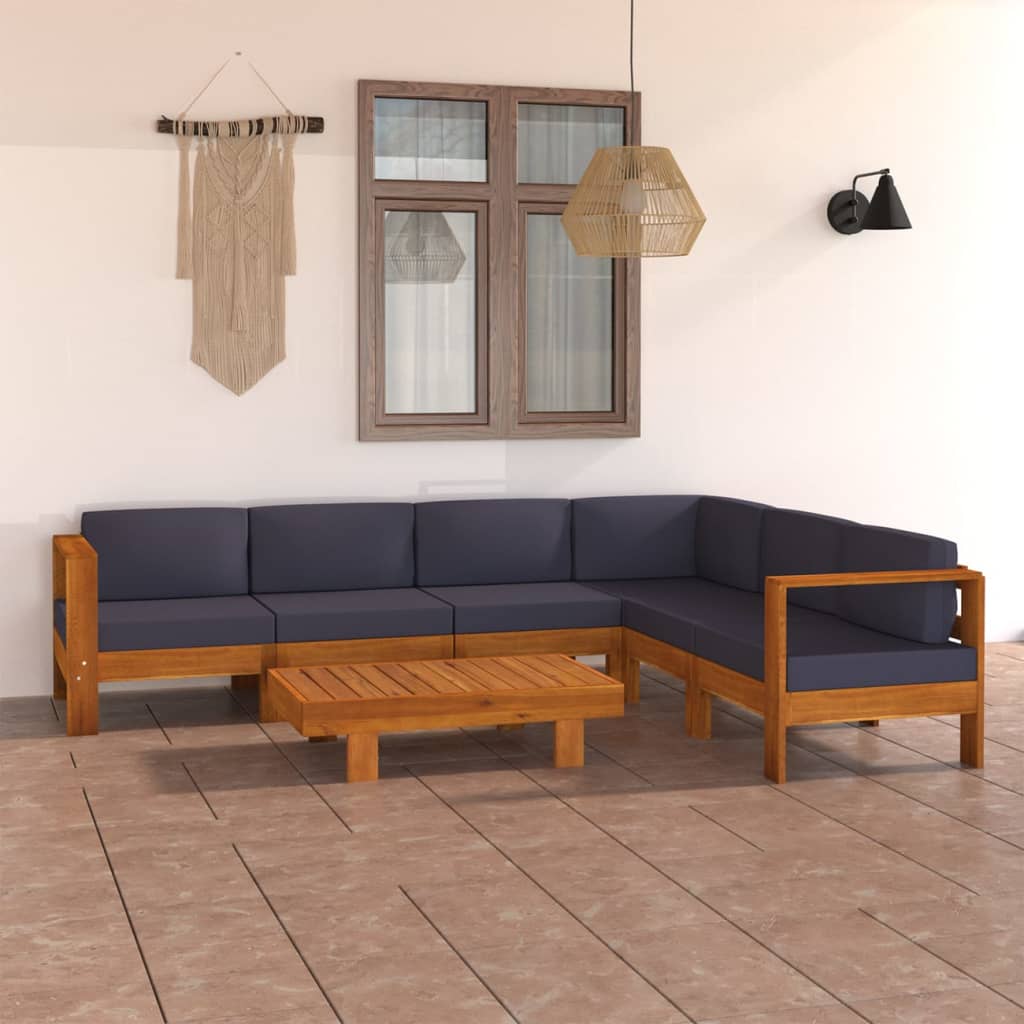 Set Mobilier Grădină Perne , 8 Piese, Lemn Acacia