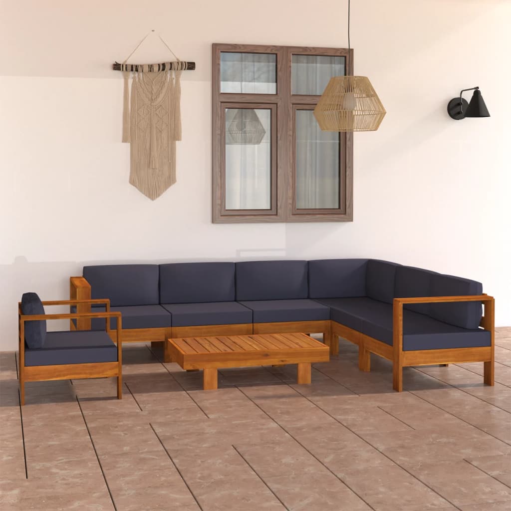 Set Mobilier Grădină Perne , 8 Piese, Lemn Acacia