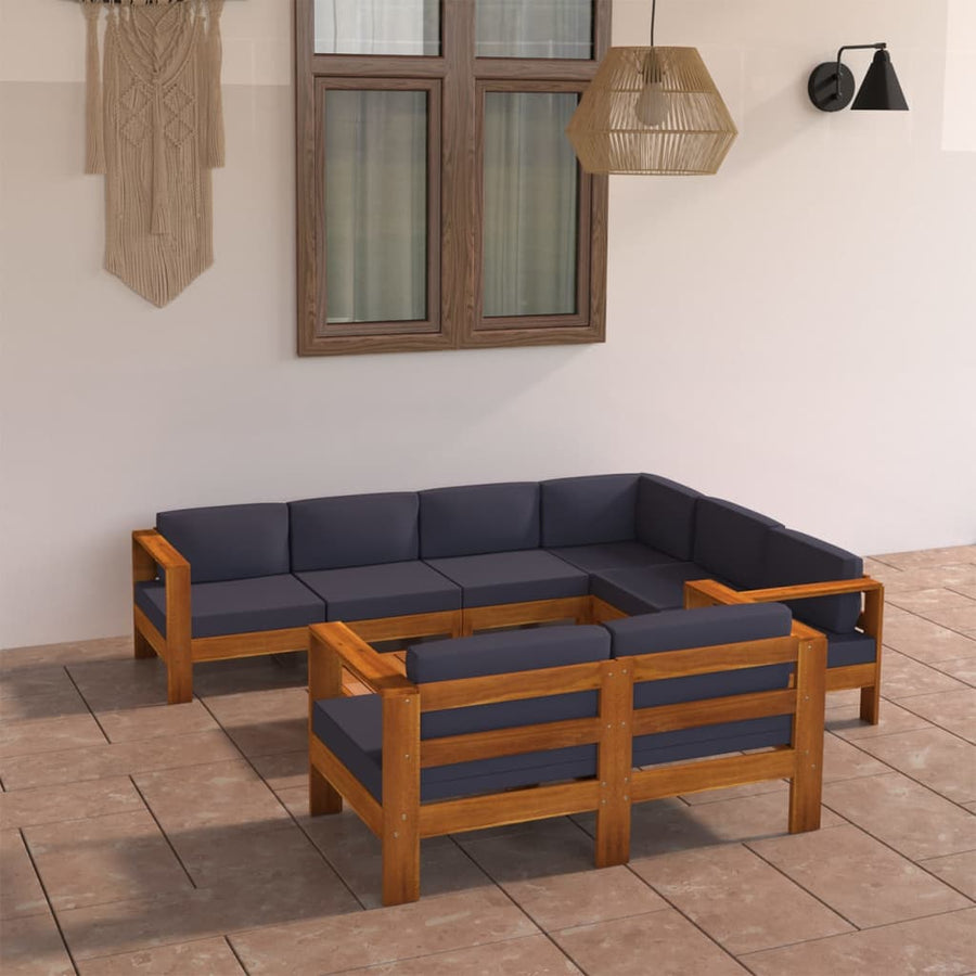 Set Mobilier Grădină Perne , 8 Piese, Lemn Acacia
