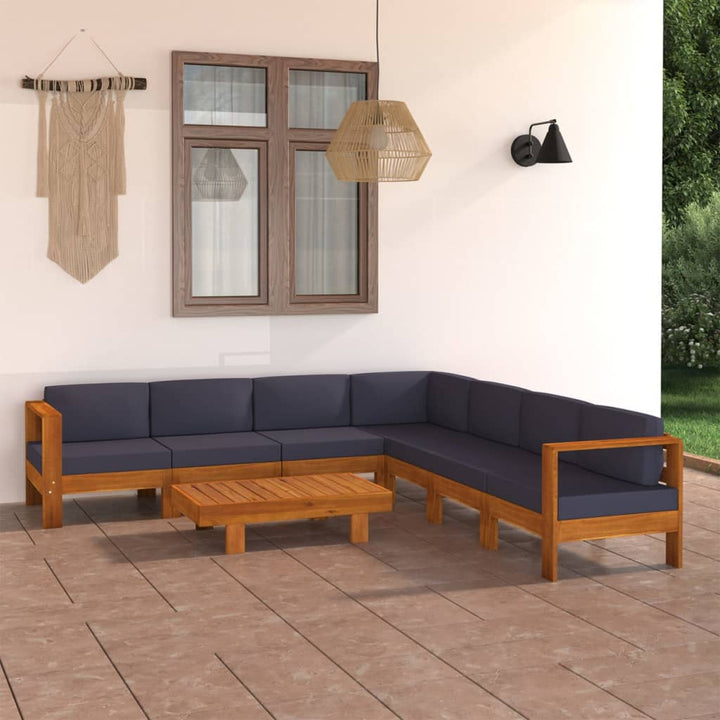 Set Mobilier Grădină Perne , 8 Piese, Lemn Acacia