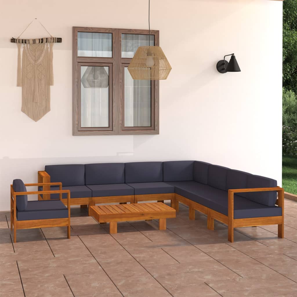 Set Mobilier Grădină Perne , 8 Piese, Lemn Acacia