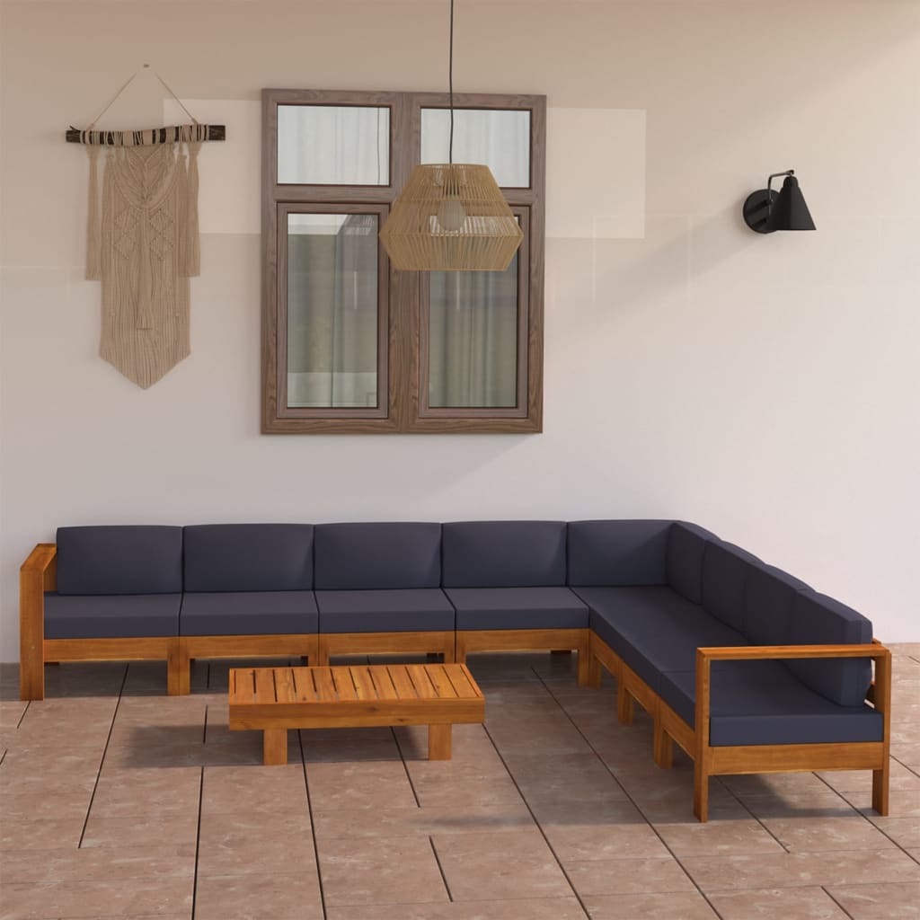 Set Mobilier Grădină Perne , 8 Piese, Lemn Acacia