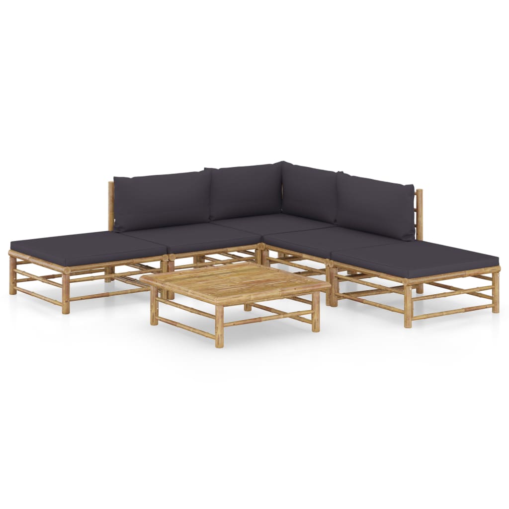 Set Mobilier De Grădină, Cu Perne Alb , 10 Piese, Bambus