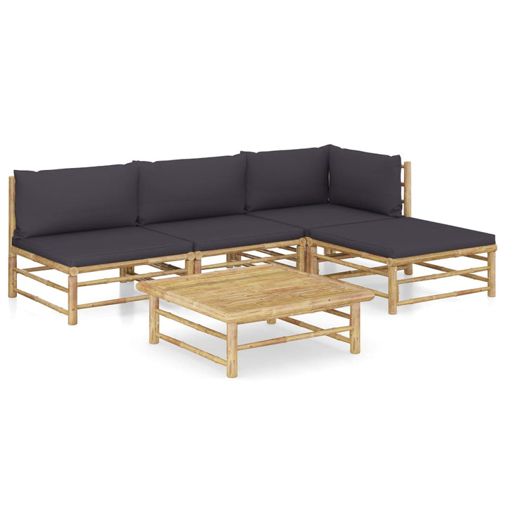Set Mobilier De Grădină, Cu Perne Alb , 10 Piese, Bambus