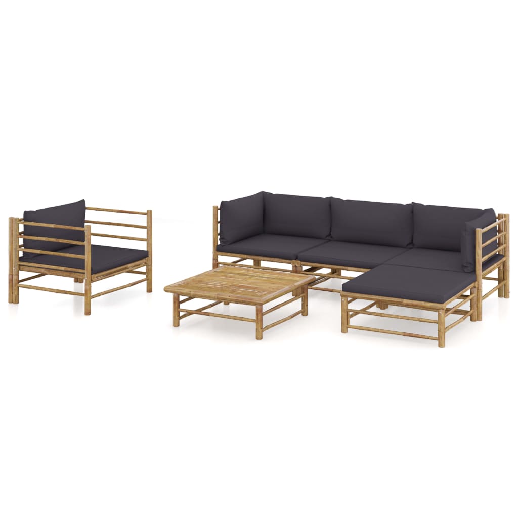 Set Mobilier De Grădină, Cu Perne Alb , 10 Piese, Bambus