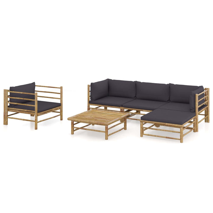 Set Mobilier De Grădină, Cu Perne Alb , 10 Piese, Bambus