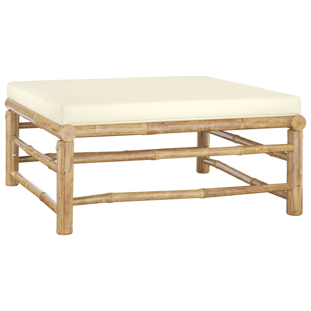 Set Mobilier De Grădină, Cu Perne Alb , 10 Piese, Bambus