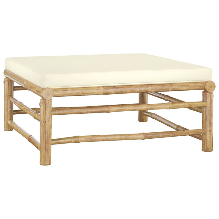 Set Mobilier De Grădină, Cu Perne Alb , 10 Piese, Bambus