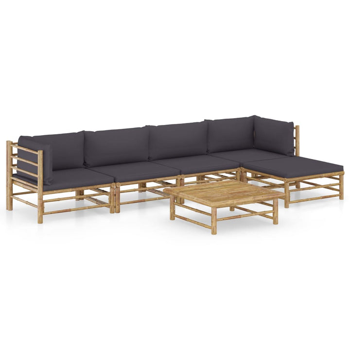Set Mobilier De Grădină, Cu Perne Alb , 10 Piese, Bambus