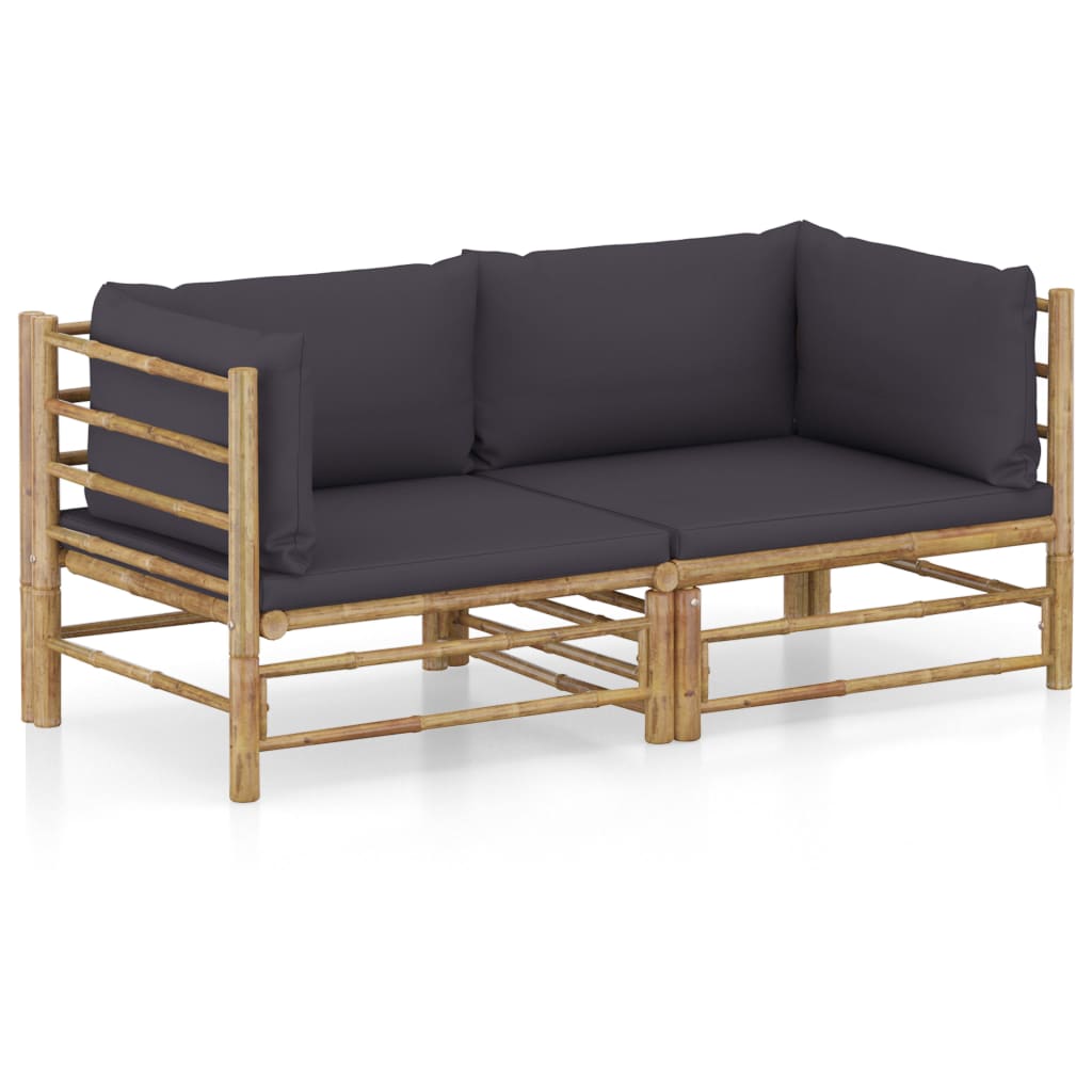 Set Mobilier De Grădină, Cu Perne Alb , 10 Piese, Bambus