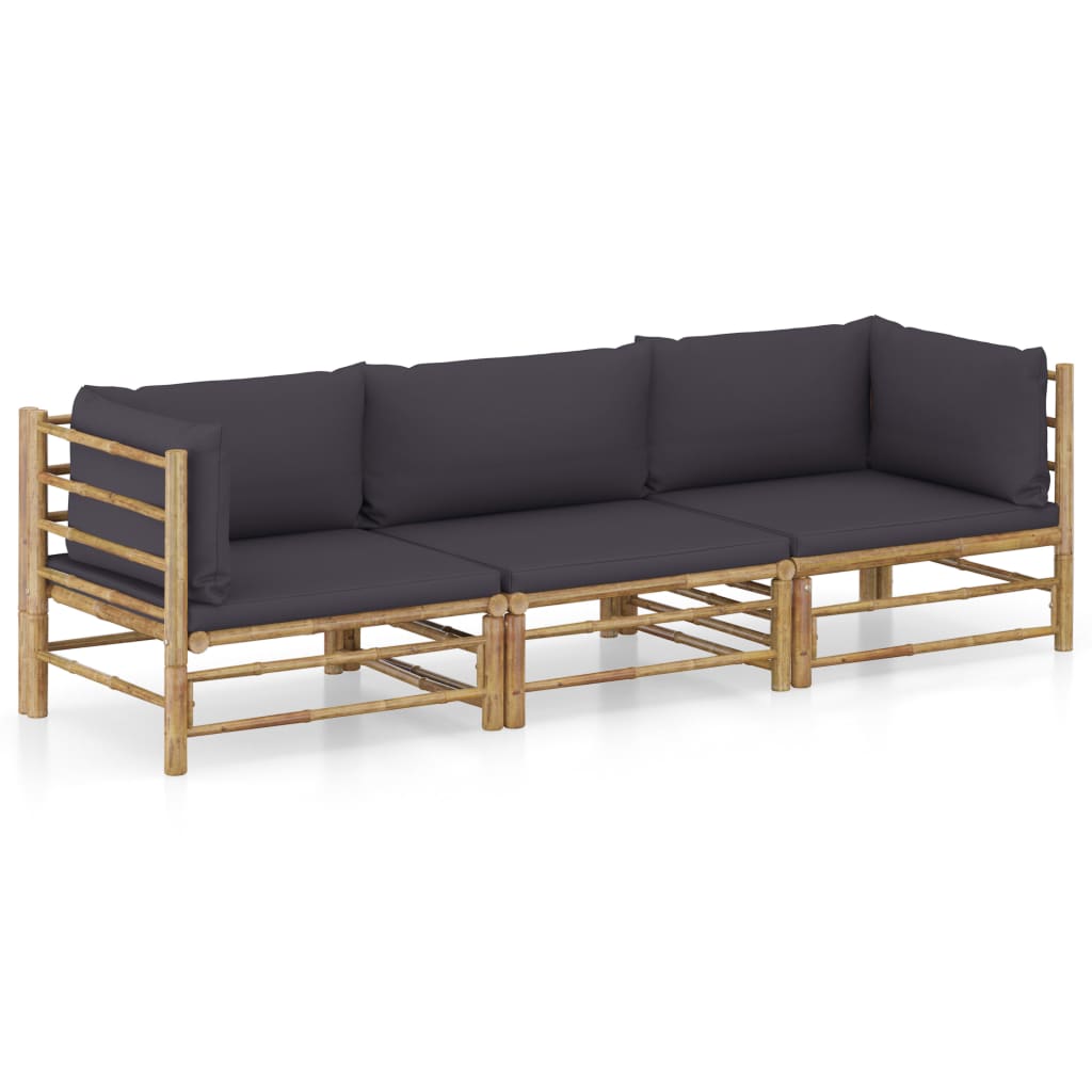 Set Mobilier De Grădină, Cu Perne Alb , 10 Piese, Bambus