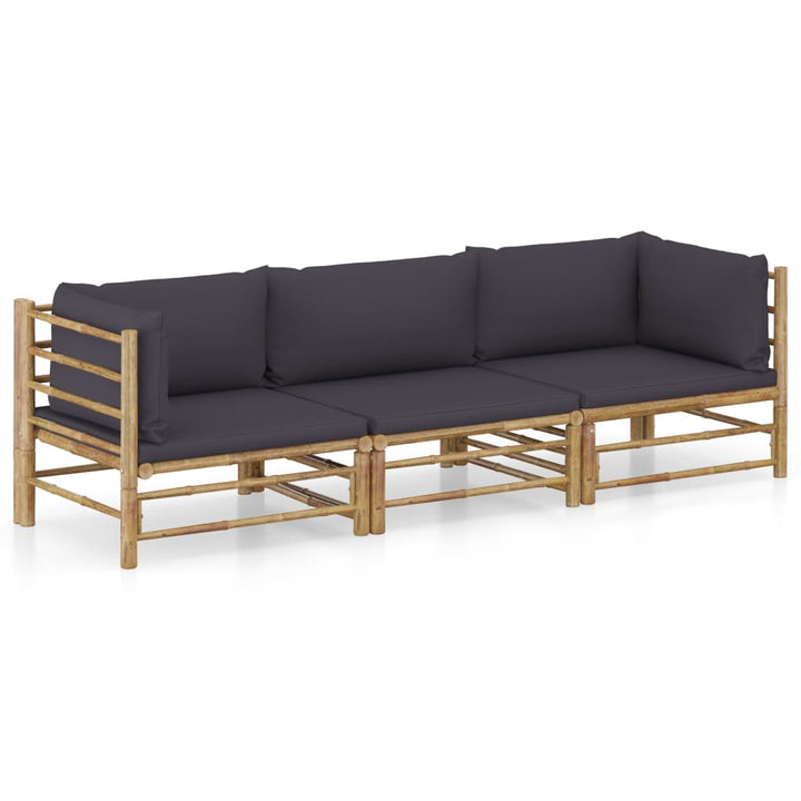 Set Mobilier De Grădină, Cu Perne Alb , 10 Piese, Bambus