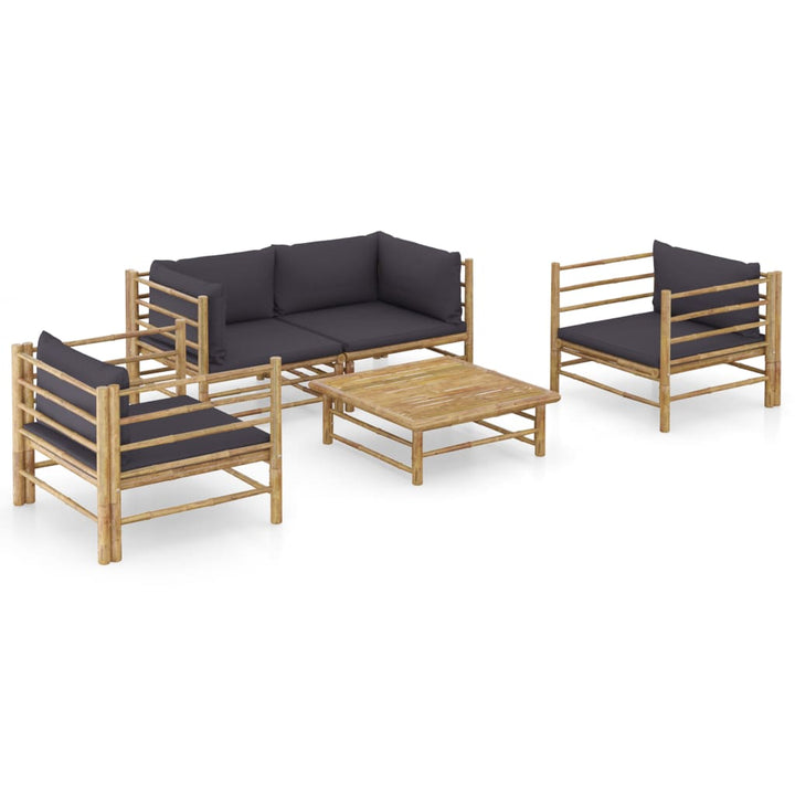 Set Mobilier De Grădină, Cu Perne Alb , 10 Piese, Bambus
