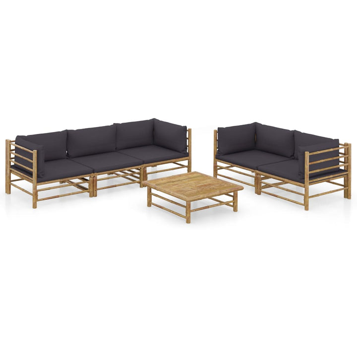 Set Mobilier De Grădină, Cu Perne Alb , 10 Piese, Bambus