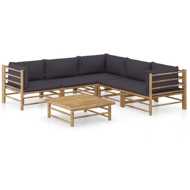 Set Mobilier De Grădină, Cu Perne Alb , 10 Piese, Bambus