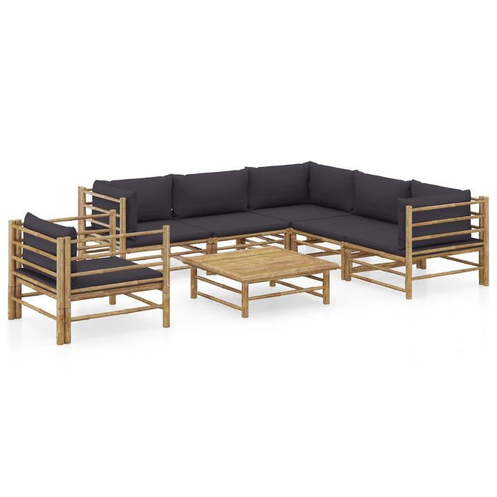 Set Mobilier De Grădină, Cu Perne Alb , 10 Piese, Bambus