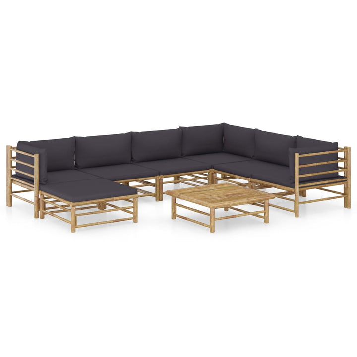 Set Mobilier De Grădină, Cu Perne Alb , 10 Piese, Bambus