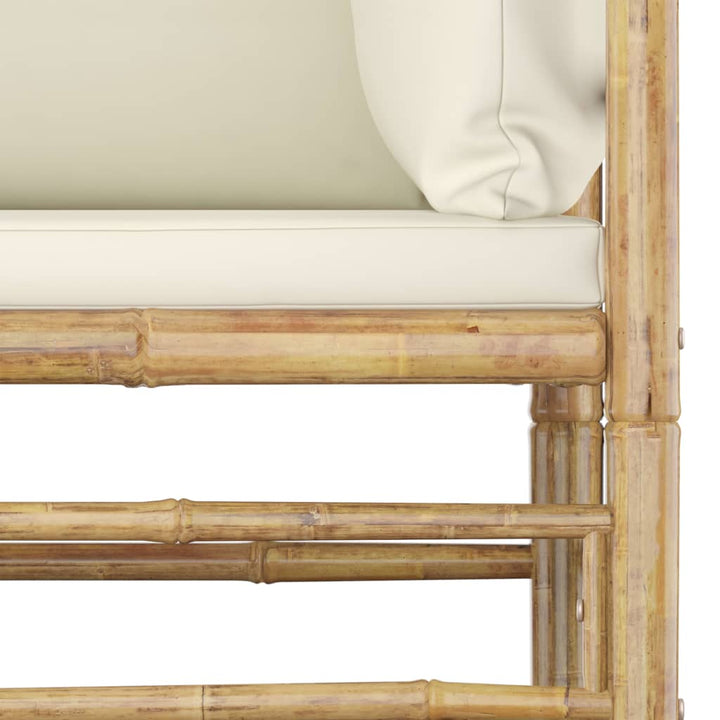 Set Mobilier De Grădină, Cu Perne Alb , 10 Piese, Bambus
