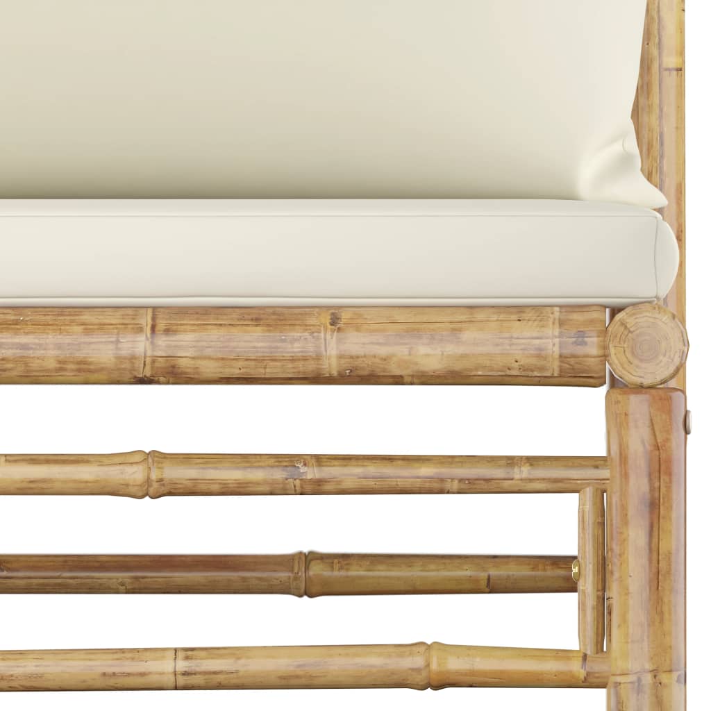 Set Mobilier De Grădină, Cu Perne Alb , 10 Piese, Bambus