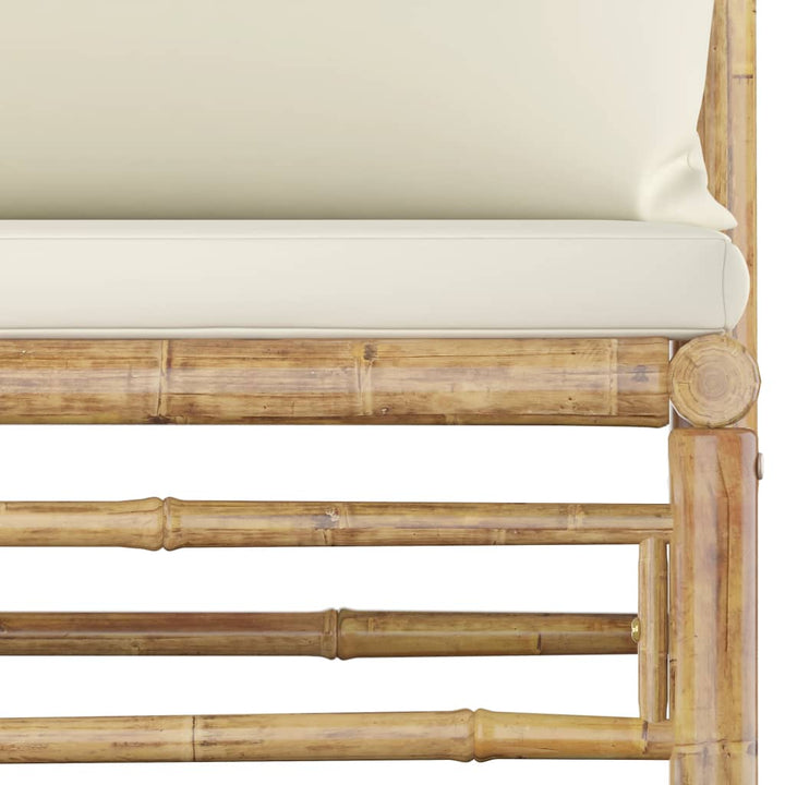 Set Mobilier De Grădină, Cu Perne Alb , 10 Piese, Bambus