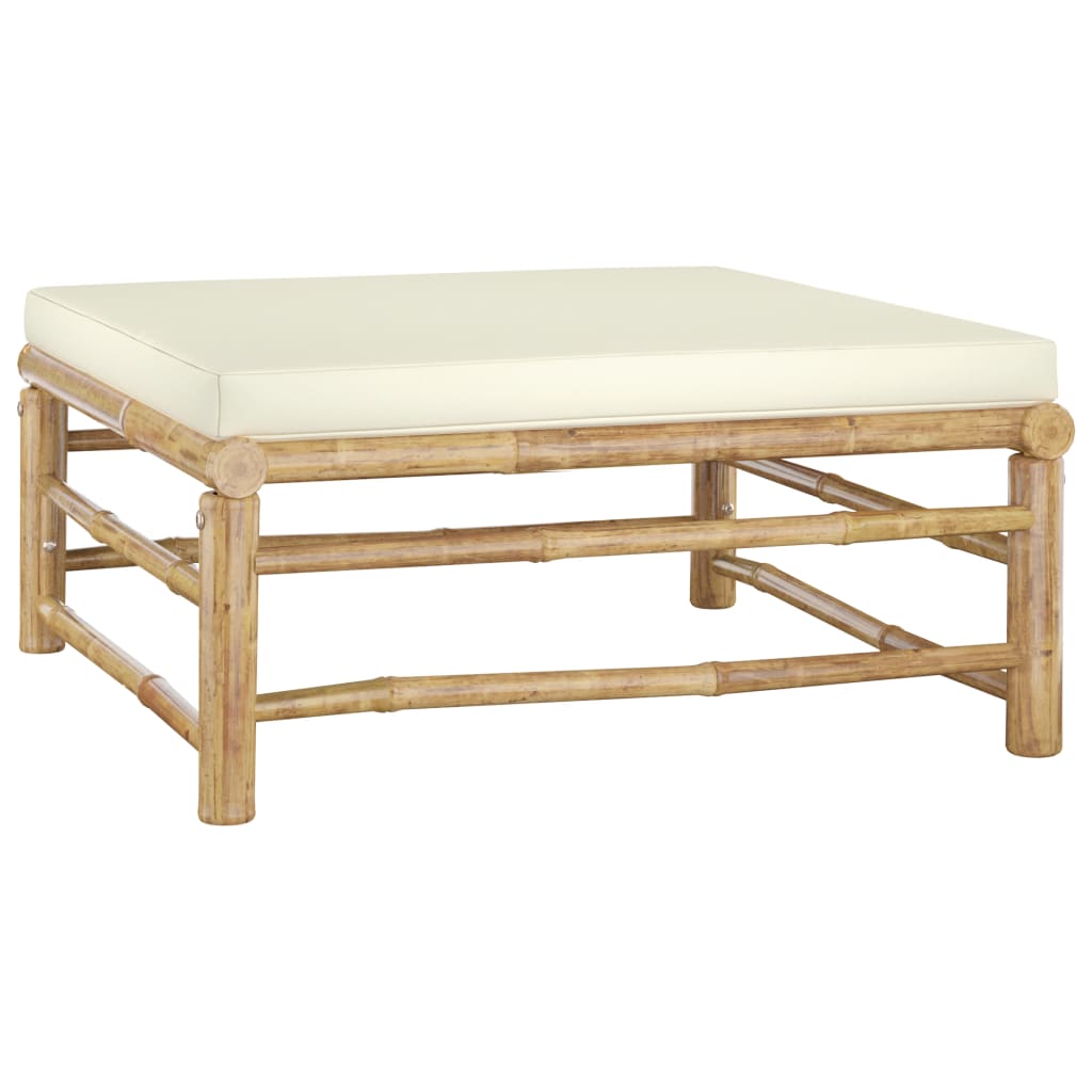 Set Mobilier De Grădină, Cu Perne Alb , 10 Piese, Bambus