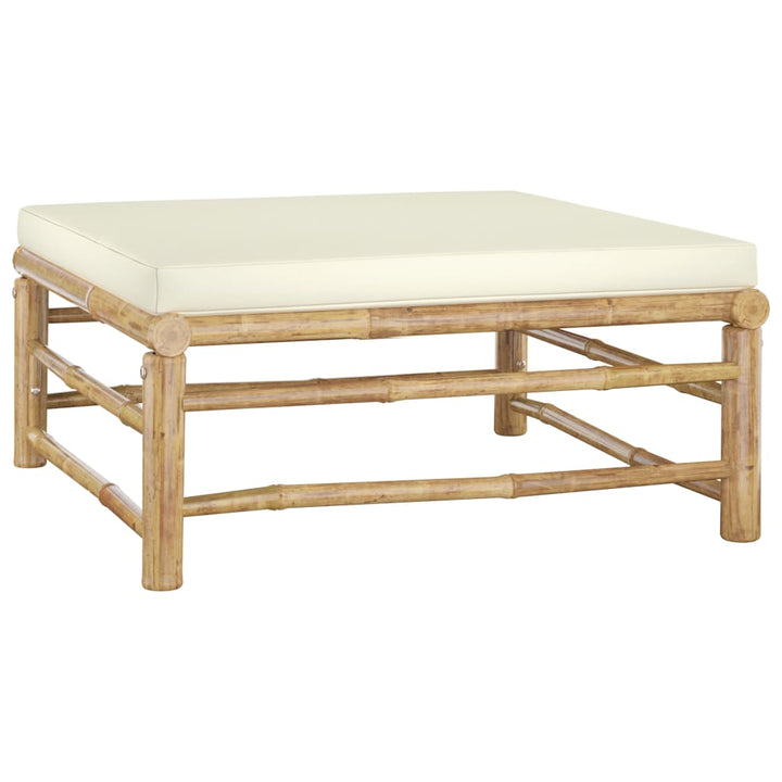 Set Mobilier De Grădină, Cu Perne Alb , 10 Piese, Bambus