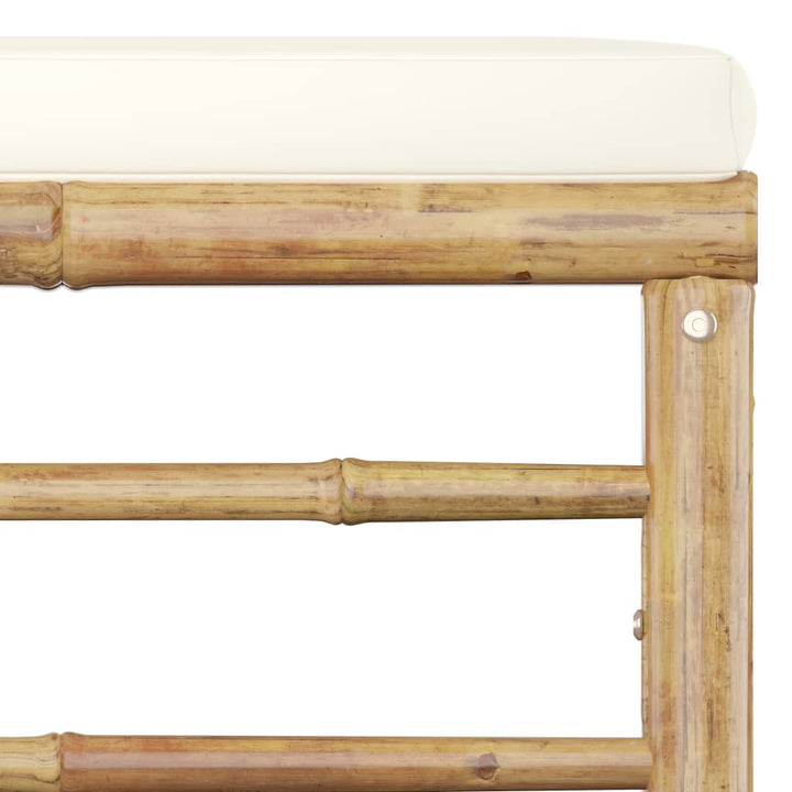 Set Mobilier De Grădină, Cu Perne Alb , 10 Piese, Bambus