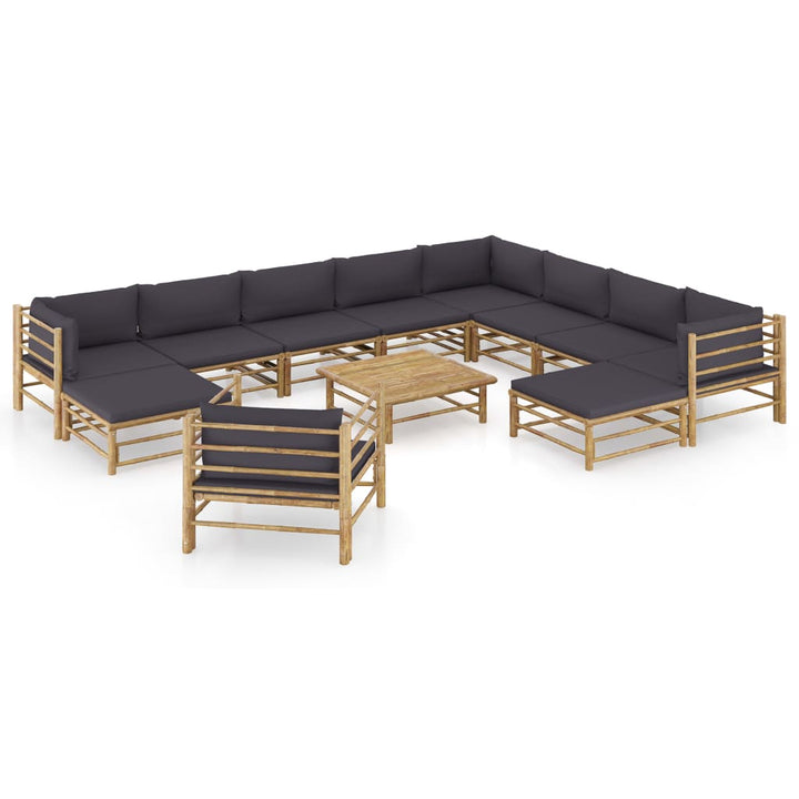 Set Mobilier De Grădină, Cu Perne Alb , 10 Piese, Bambus