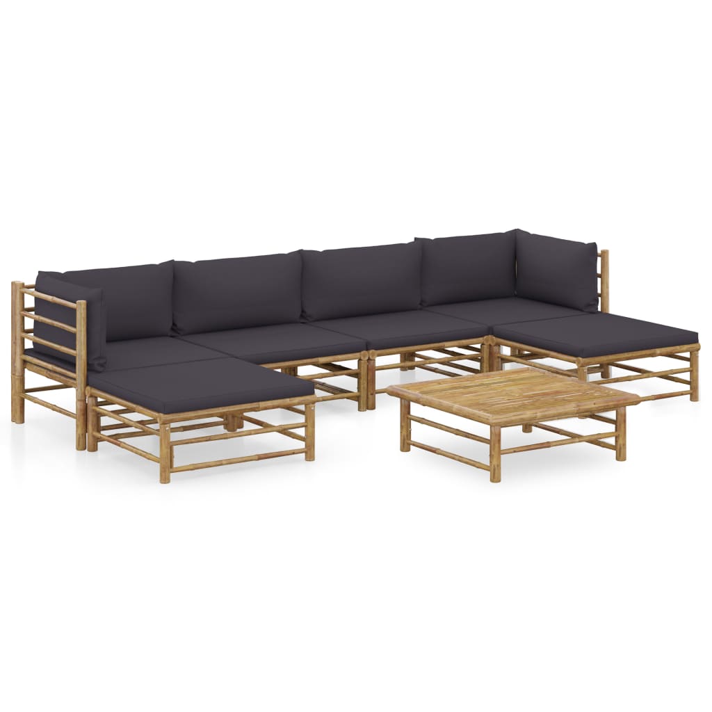Set Mobilier De Grădină, Cu Perne Alb , 10 Piese, Bambus
