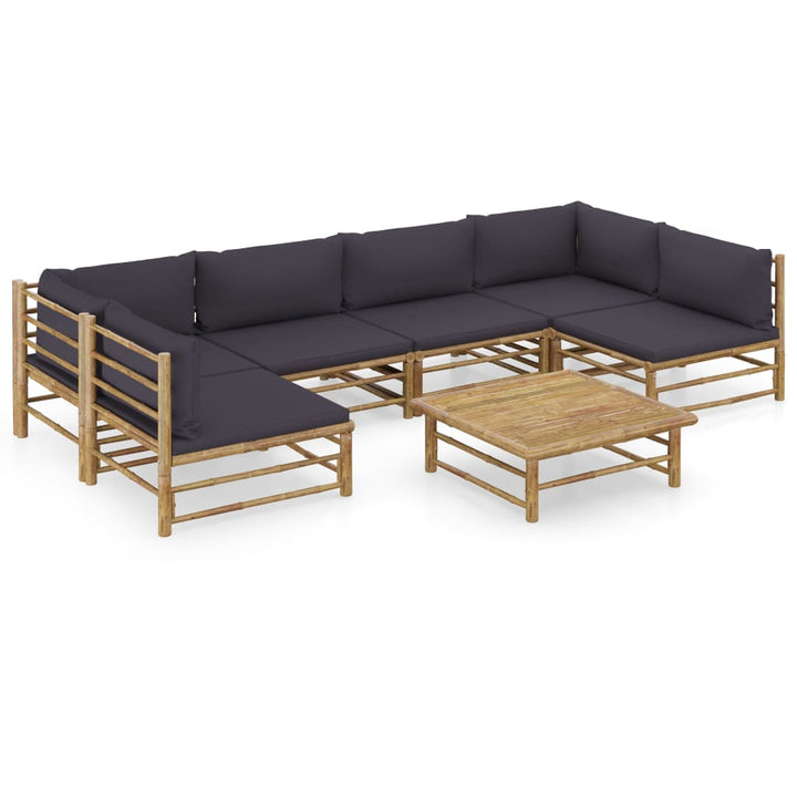 Set Mobilier De Grădină, Cu Perne Alb , 10 Piese, Bambus