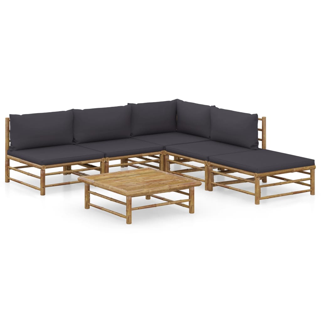 Set Mobilier De Grădină, Cu Perne Alb , 10 Piese, Bambus