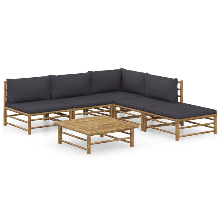 Set Mobilier De Grădină, Cu Perne Alb , 10 Piese, Bambus