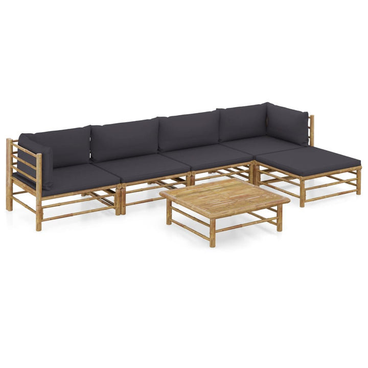 Set Mobilier De Grădină, Cu Perne Alb , 10 Piese, Bambus