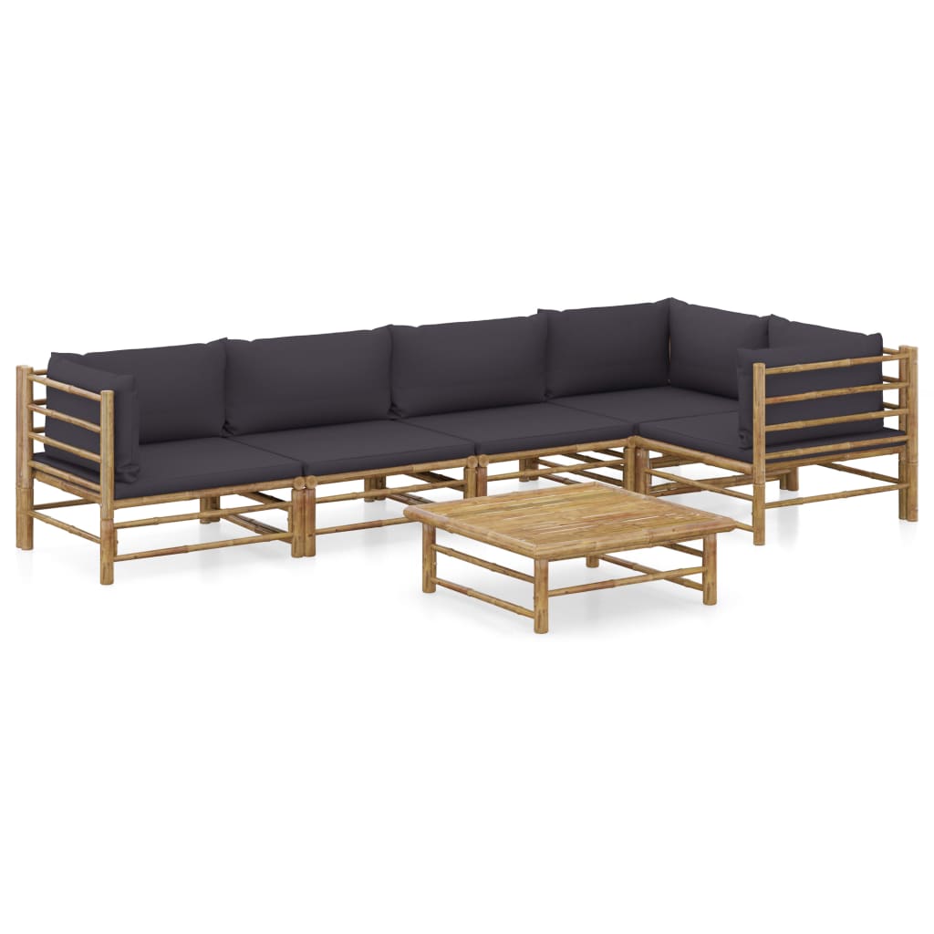Set Mobilier De Grădină, Cu Perne Alb , 10 Piese, Bambus
