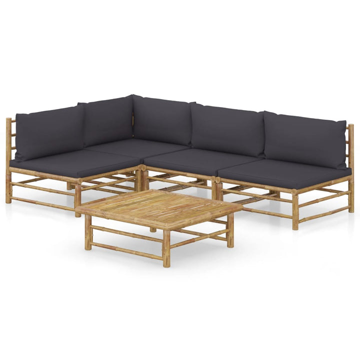 Set Mobilier De Grădină, Cu Perne Alb , 10 Piese, Bambus