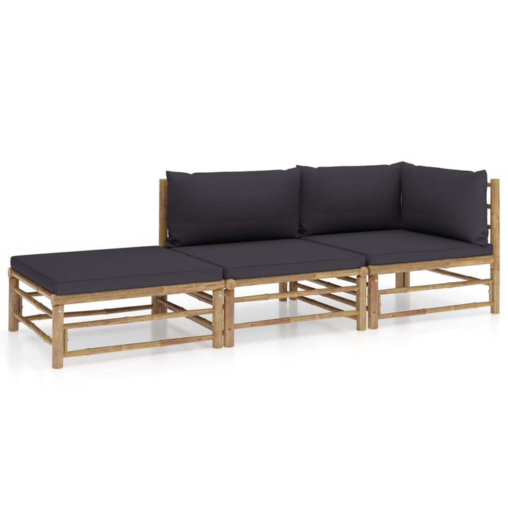 Set Mobilier De Grădină, Cu Perne Alb , 10 Piese, Bambus