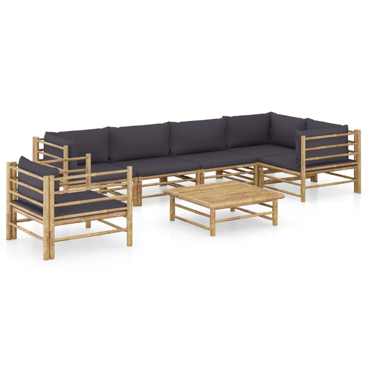 Set Mobilier De Grădină, Cu Perne Alb , 10 Piese, Bambus