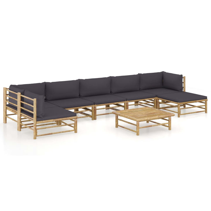 Set Mobilier De Grădină, Cu Perne Alb , 10 Piese, Bambus
