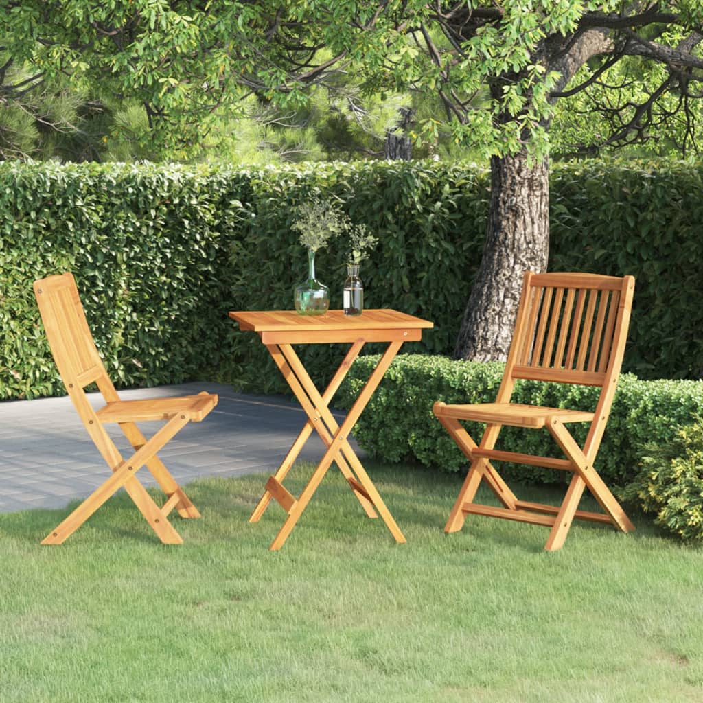 Set Mobilier Bistro Pliabil, 3 Piese, Lemn Masiv De Acacia
