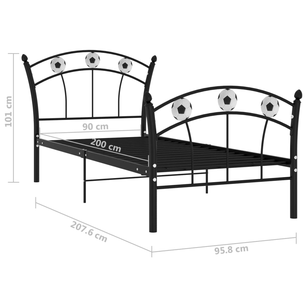 Cadru De Pat, Cu Model De Fotbal, , 90X200 Cm, Metal