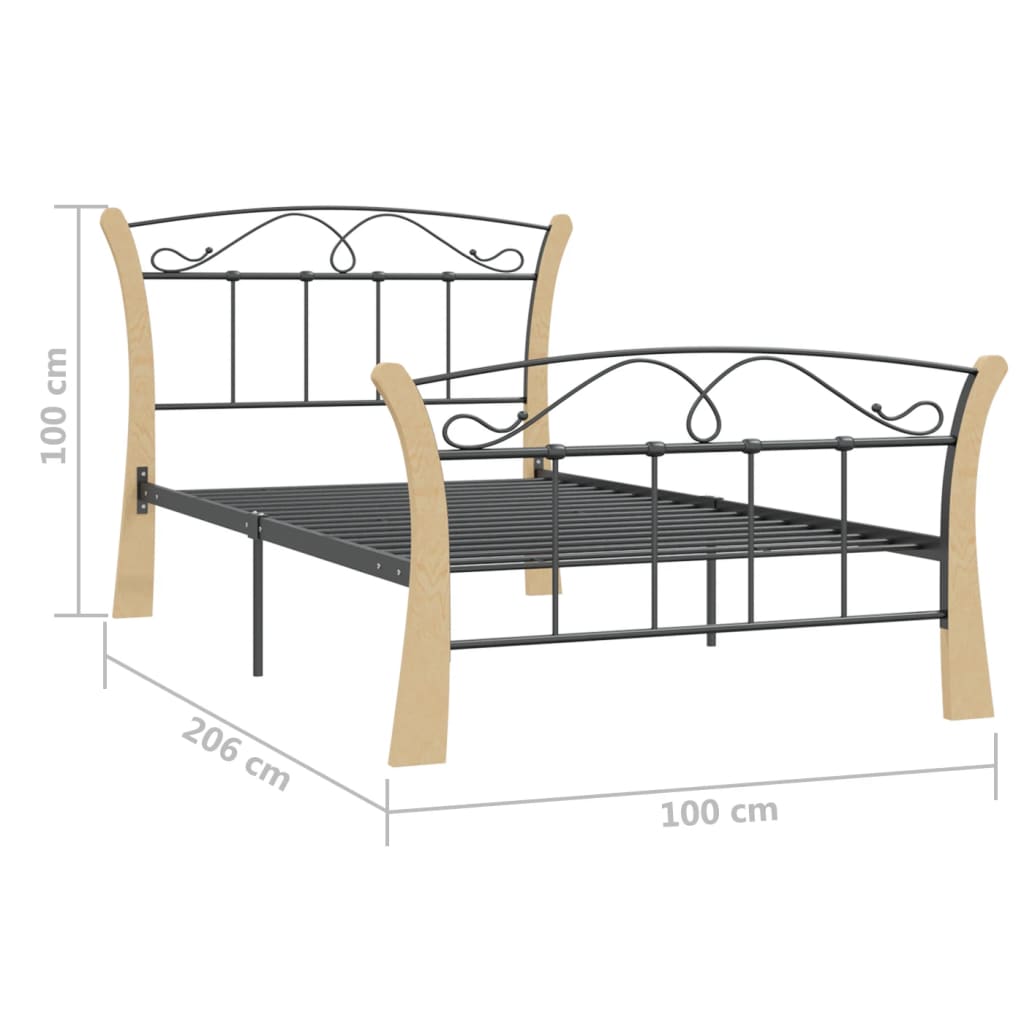 Cadru De Pat, Negru, , Metal
