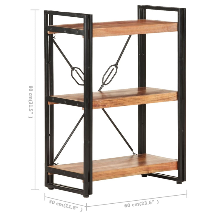 Bibliotecă Cu 3 Rafturi, 60X30X, Lemn Masiv De Acacia