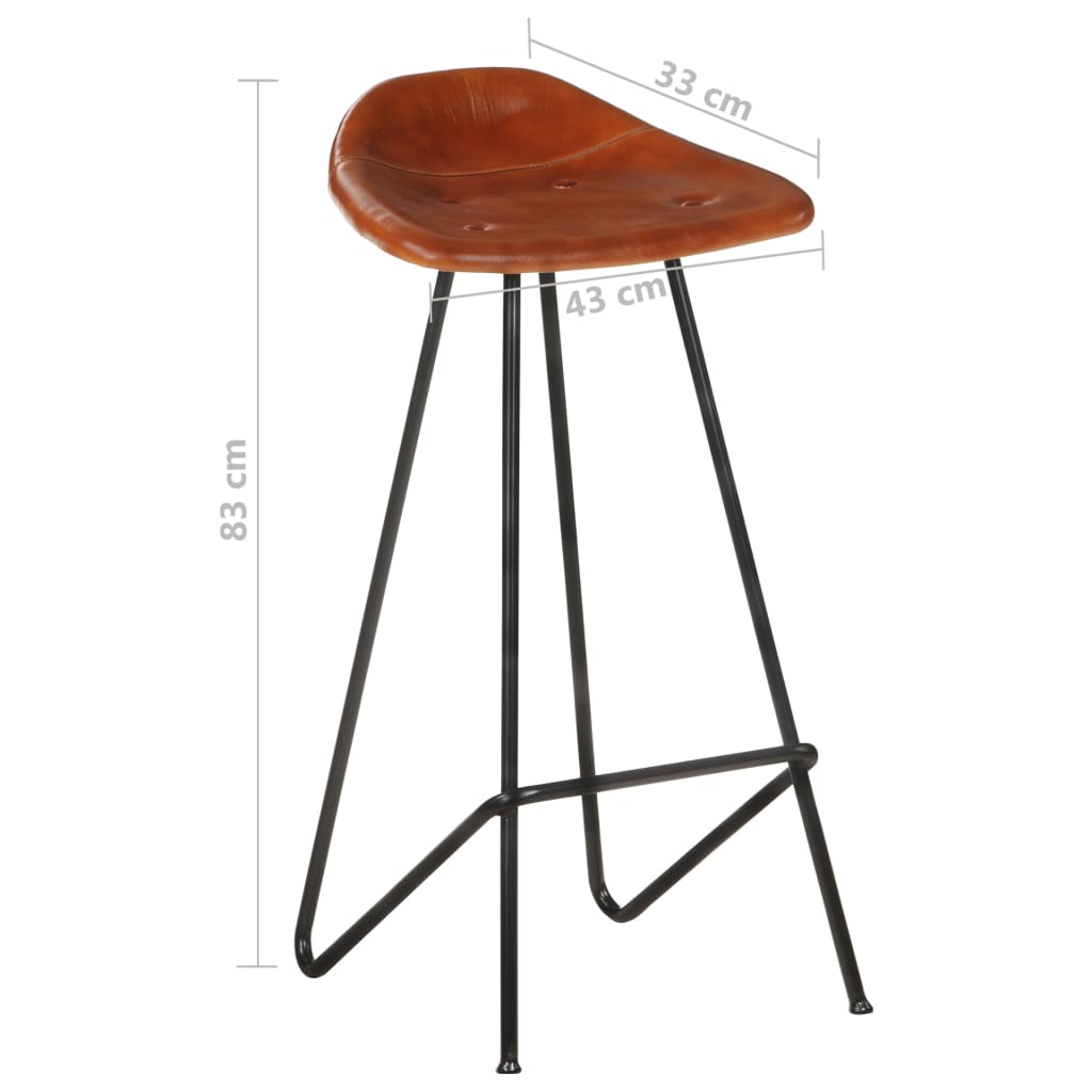 Scaune De Bar, 4 Buc., , Piele Naturală