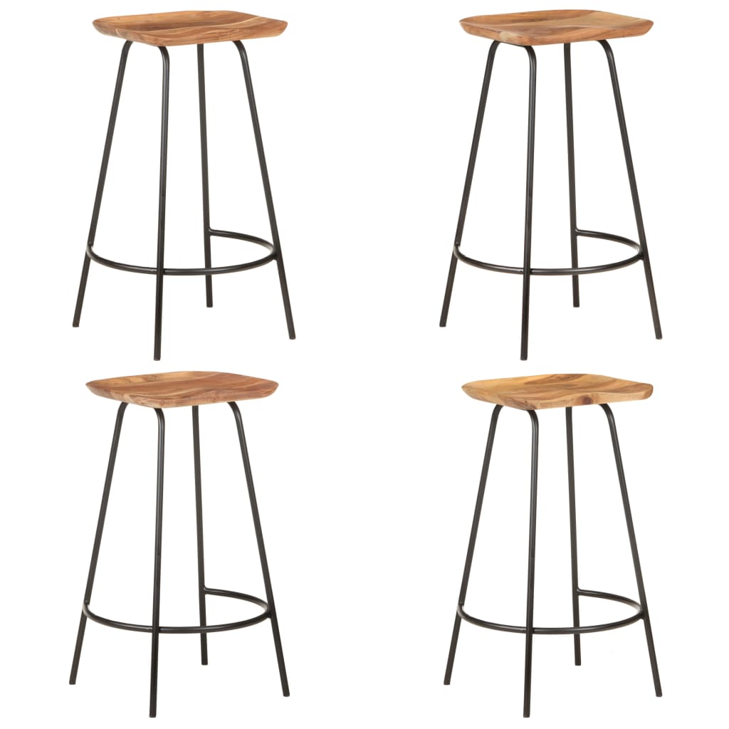 Taburete De Bar, 4 Buc., Lemn Masiv De Acacia