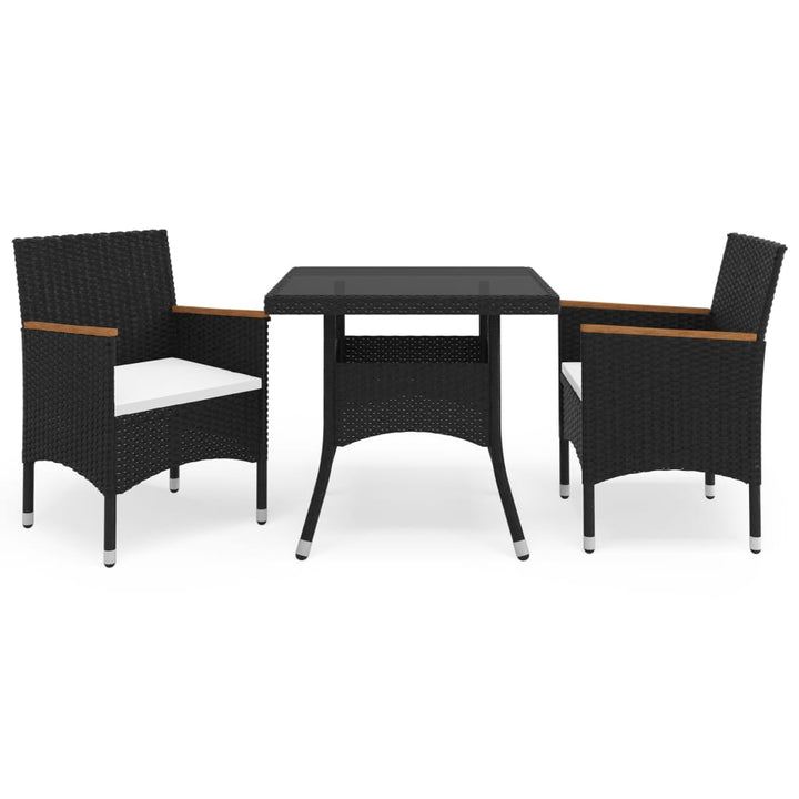 Set Mobilier Grădină, 5 Piese, Negru, Poliratan, Lemn Acacia