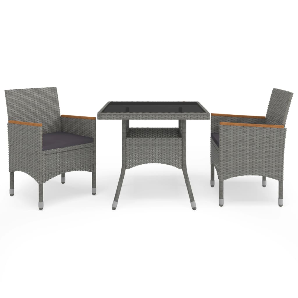 Set Mobilier Grădină, 5 Piese, Negru, Poliratan, Lemn Acacia